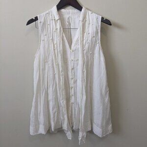 Anthropologie Feather Bone Sleeveless Blouse Pearl Beading S